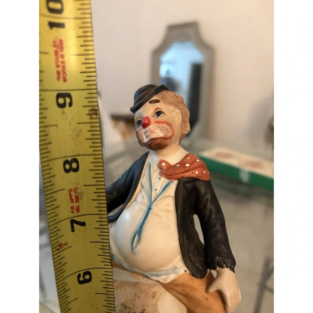 Vintage 1980 Price Products Porcelain Clown Sitting on World Globe Music Box